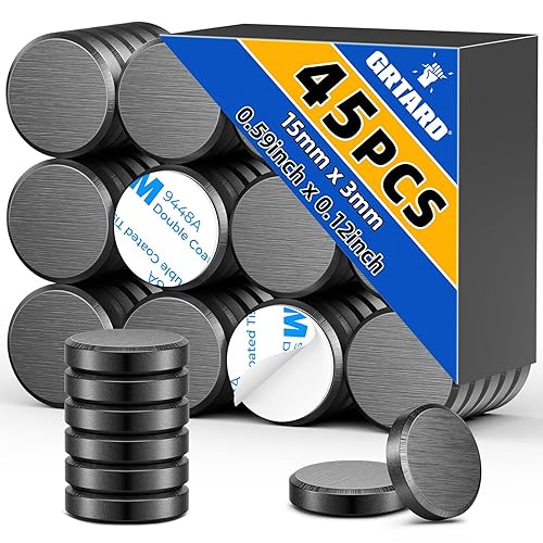 Miniatura 62 de Grtard 50 imanes pequeños para manualidades con respaldo adhesivo, imán de cerámica para manualidades fuertes, imán redondo fuerte perfecto