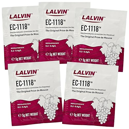 EC-1118 Saccharomyces bayanus 5 paquetes (bolsas de 0.18 oz) Lalvin
