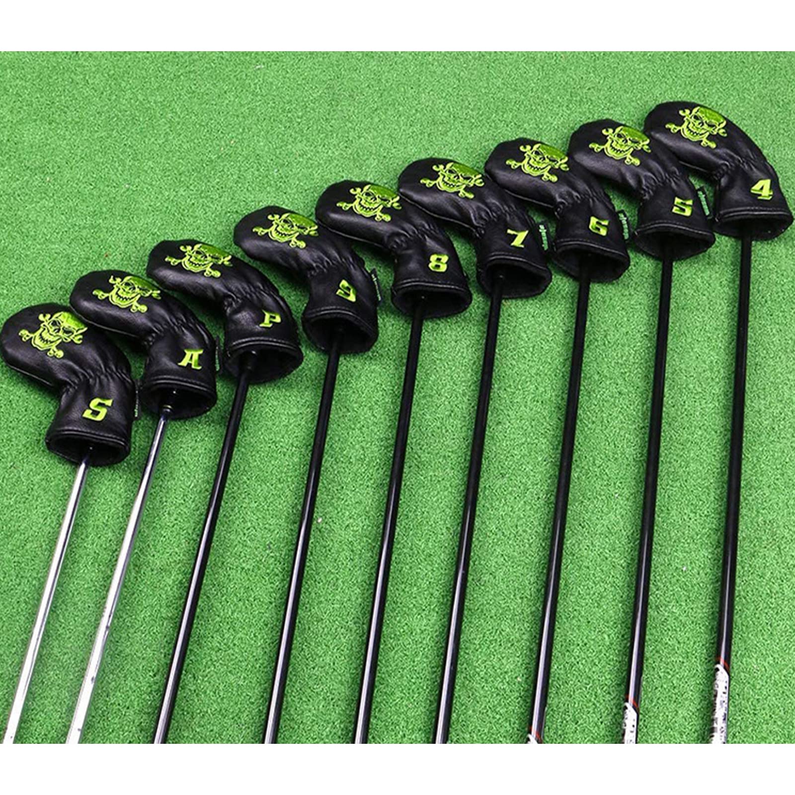 9 Pz/Set Coprimazza da Golf Copricapo in Pelle PU Cranio Ferro Copre Impermeabile Durevole Esteso Putter da Golf Protettore Accessori da Golf