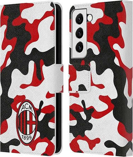 Vista 105 de Head Case Designs Funda de cuero con licencia oficial de AC Milan con diseño de camuflaje digital, compatible con Samsung Galaxy S22 Ultra 5G