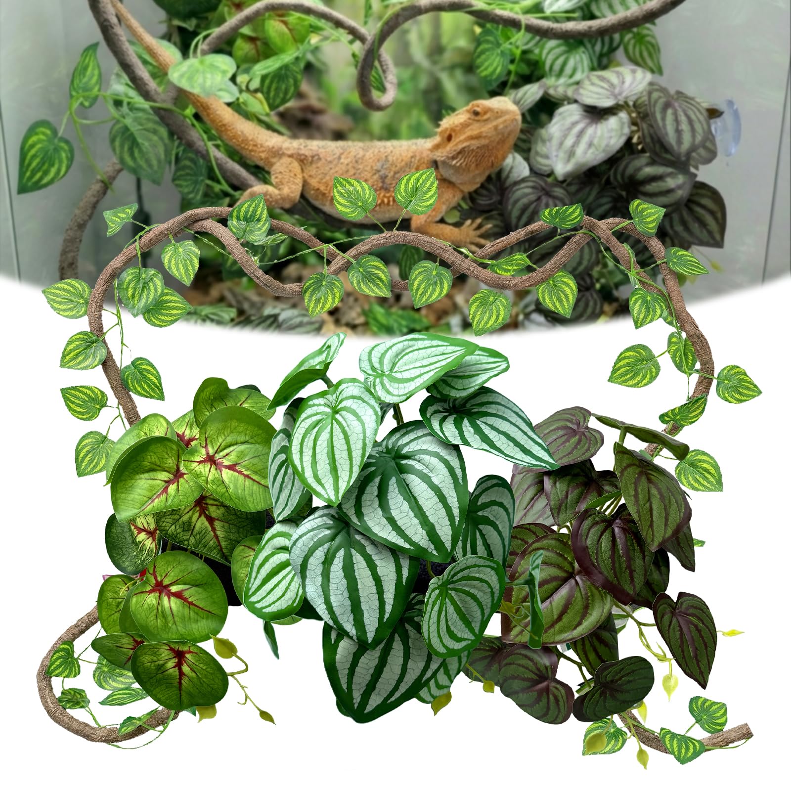 Funtinshdy 5 Pcs Reptile Plants & Habitat Decor Kit - habitat decor | Mubboo