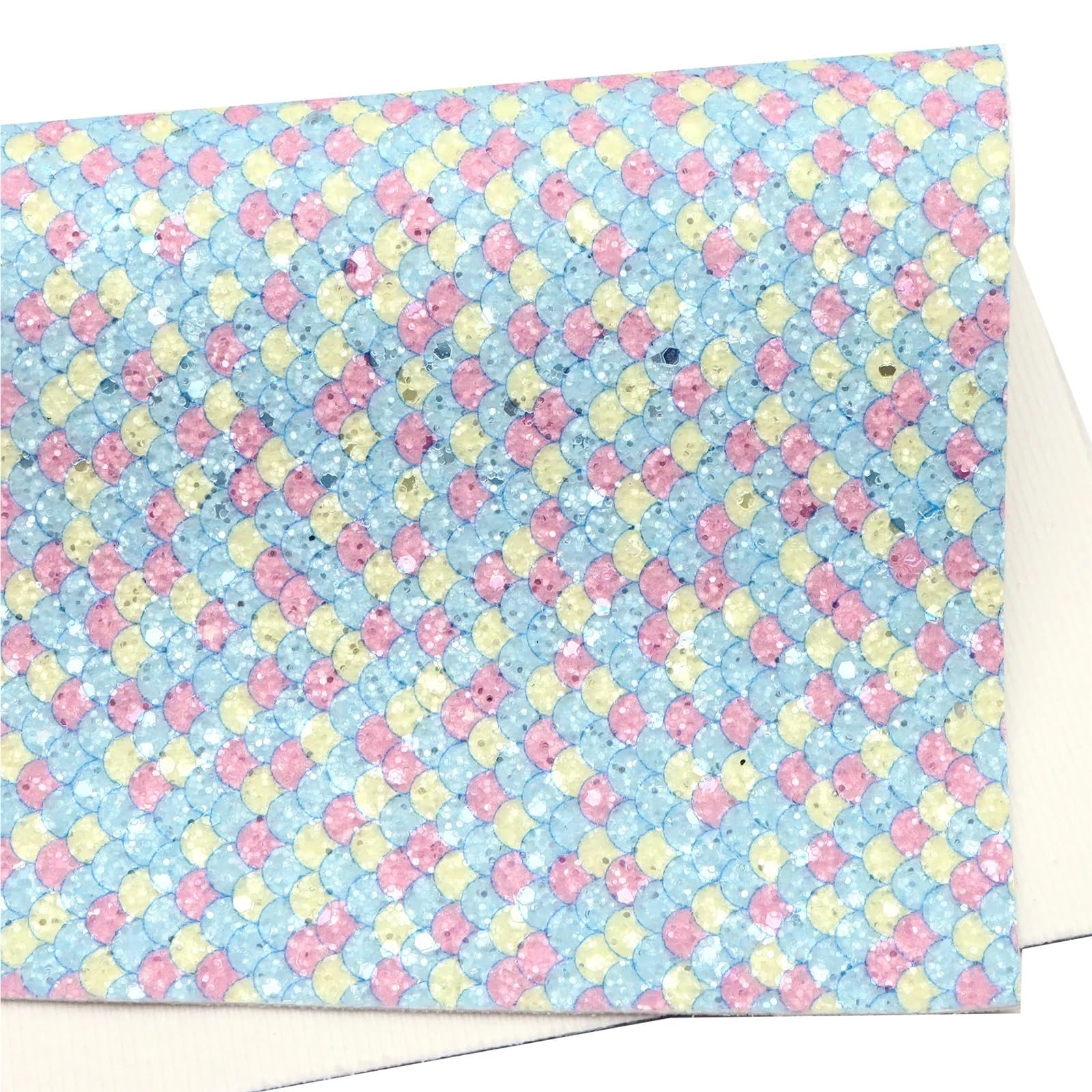 Glitter Leather Sheets 2pcs 7.87x12.99inches Scale Pattern Faux Leather Sheets Sequins Shimmer Chunky Glitter Synthetic Fabric