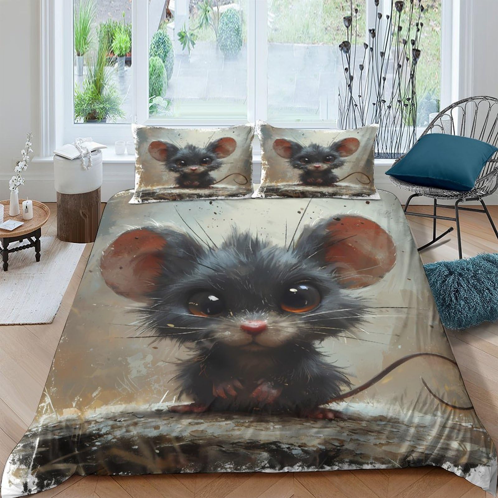 Ctjqhvkz Style-9 3D Printed Cute Cartoon Mouse Fitted Sheet Microfiber Soft Anti-Slip Bed Cover For Bedroom Dorm Room Decor Single（135X200cm）