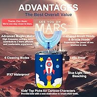 Vista 2 de Cepillo de dientes eléctrico para niños, en forma de U, ultrasónico, automático, con 5 cabezales de cepillo, 6 modos de limpieza, IPX7, impermeable