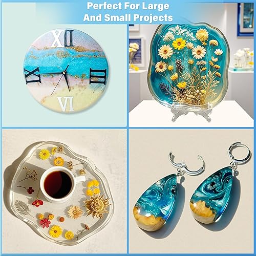 Miniatura 5 de Vivresina Kit de resina epoxi de 64 onzas, resina epoxica transparente cristalina, de secado rápido, autonivelante, sin burbujas, sin amarilleo,