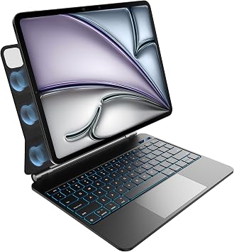 nimin Keyboard Case for 2024 iPad Air 13 and iPad Pro 12.9 6th, 5th, 4th, 3rd Gen,Magic Keyboard for iPad Pro 12.9, Trackpad,Magnetic Attach,7-Color Backlight, Auto Sleep/Wake,Obsidian Black