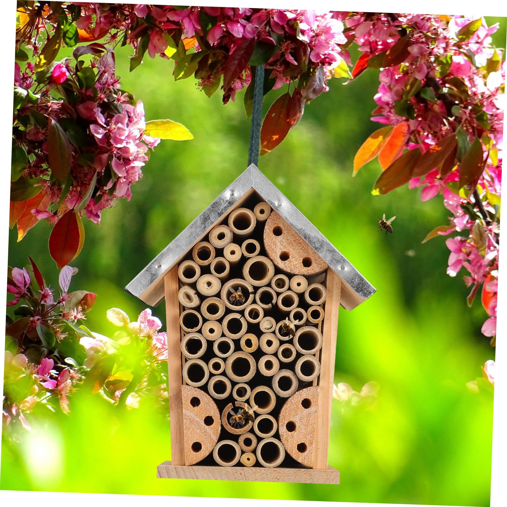 BESPORTBLE Hängendes Insektenhaus und Eisen für Garten und Balkon Dekorativ Multifunktional für Bienen und Schmetterlinge