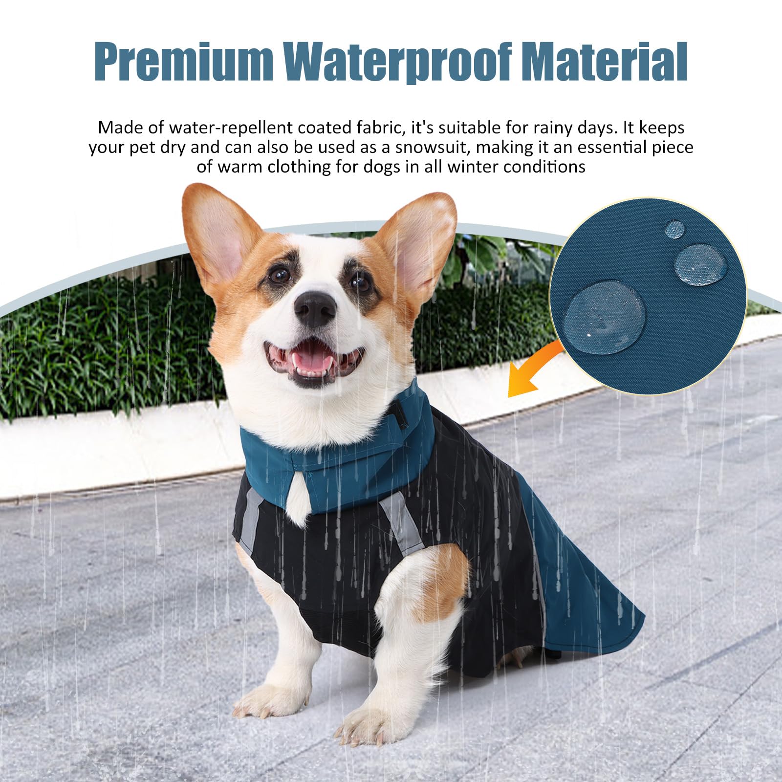 BWBIKE Waterproof Dog Raincoats Windproof Dog Winter Outdoor Jackets Dogs Cold Weather Coats Reflective Dog Warm Windbreaker with Hole for Dog Leash Black - Image 4