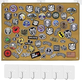 Panel Táctico Para Parches 60x45cm Equipado con 6 Ganchos y Presillas Tablero de Exhibición de Parches de Tácticos Plegable Adecuado Para Coleccionar Insignias Militares (Marrón)