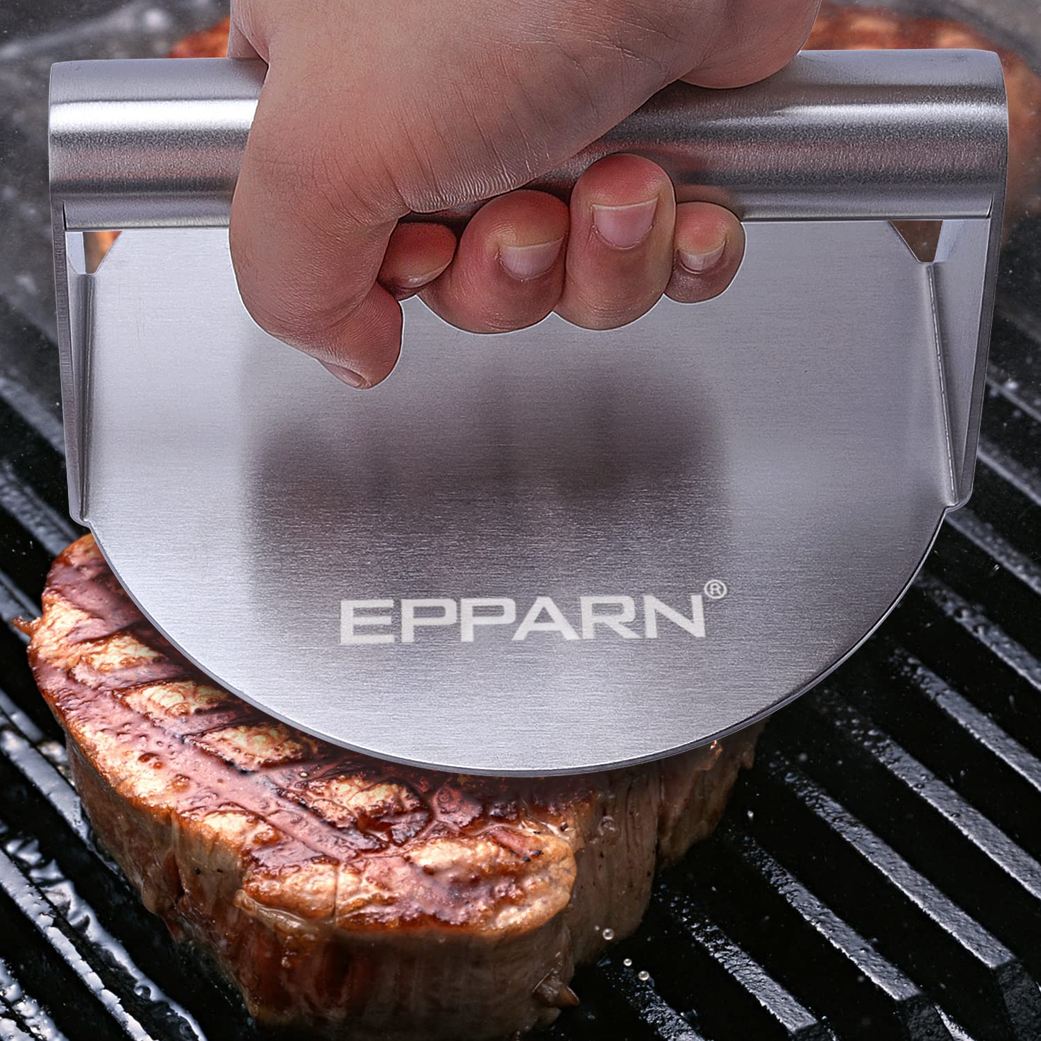 EPPARN Stainless Steel Burger Press, 5.5 inch Round Burger Smasher