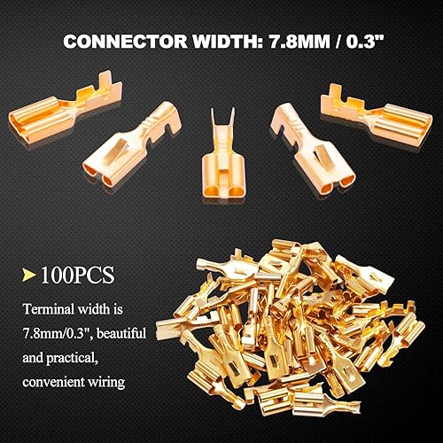 Miniatura 11 de Twidec /200 unids 0.248 in conector de pala hembra conector de hoja terminales de empalme rápido conectores de alambre no aislados para relé