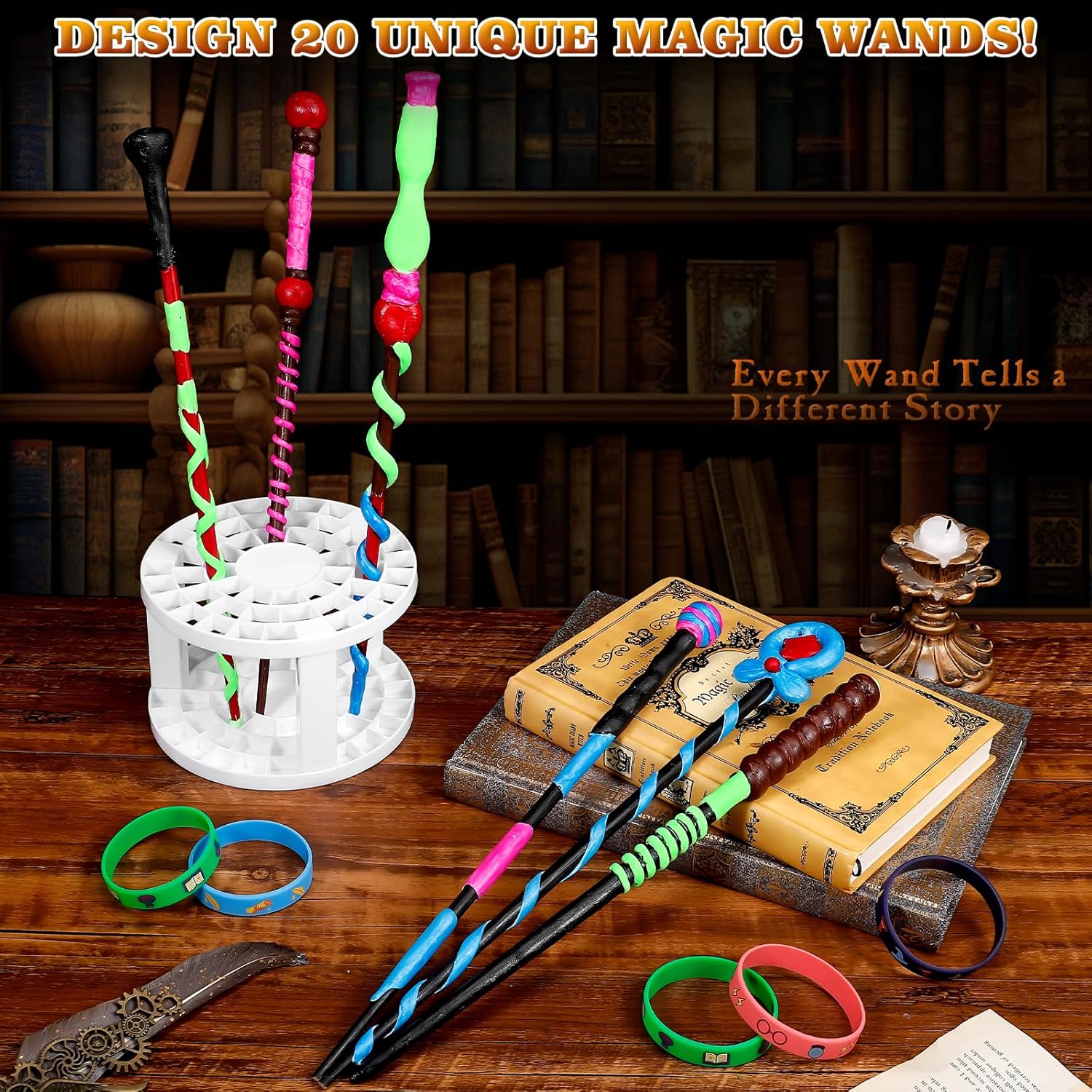 CharmFields Magic Wand Making Kit, DIY Painting Art Craft Set, Wand Making for Birthday Party Favors, Kids Gift, Wizard Halloween Party Supplies, School Activities – 78 PCS in All