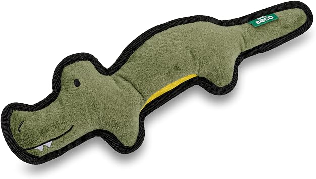 Beco Lovable Soft Crocodile Squeaker Dog Toy, Made with 65% Recycled Materials, Snuggle, Chew, Toss & Fetch