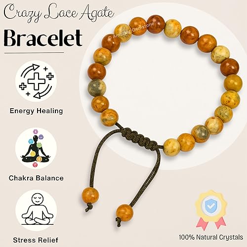 Miniatura 122 de Amazing Gemstone Crystal Bracelet for Women Men's Gifts - Protection Healing Crystal Bracelet - 8mm Gemstone Beaded Adjustable Bracelet Pulseras