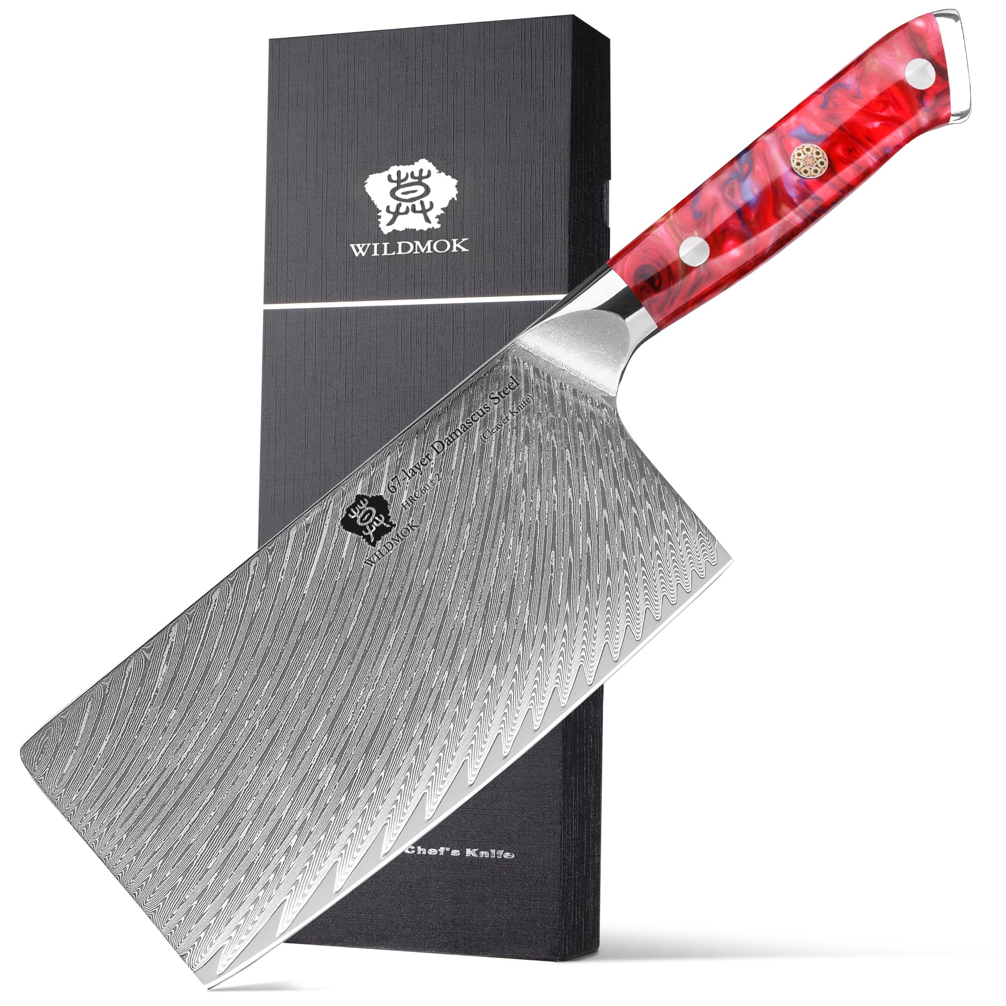WILDMOK Damascus Boning Knife, 7 inch Super Sharp Fillet Knife, Japanese Damascus Steel, Full Tang Resin Handle, Includes Gift Box — Amazon image 9
