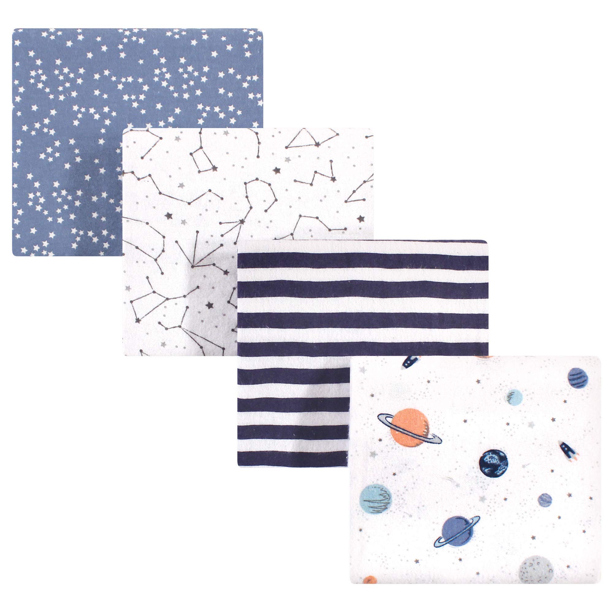 Hudson Baby Unisex Baby Cotton Flannel Receiving Blankets, Space, One Size
