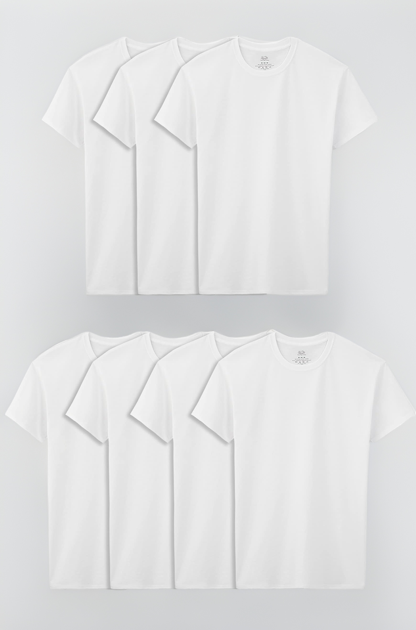 Fruit of the Loom Big Boys' Cotton Crew Tee Shirt (Pack Of 7), White Ice, S