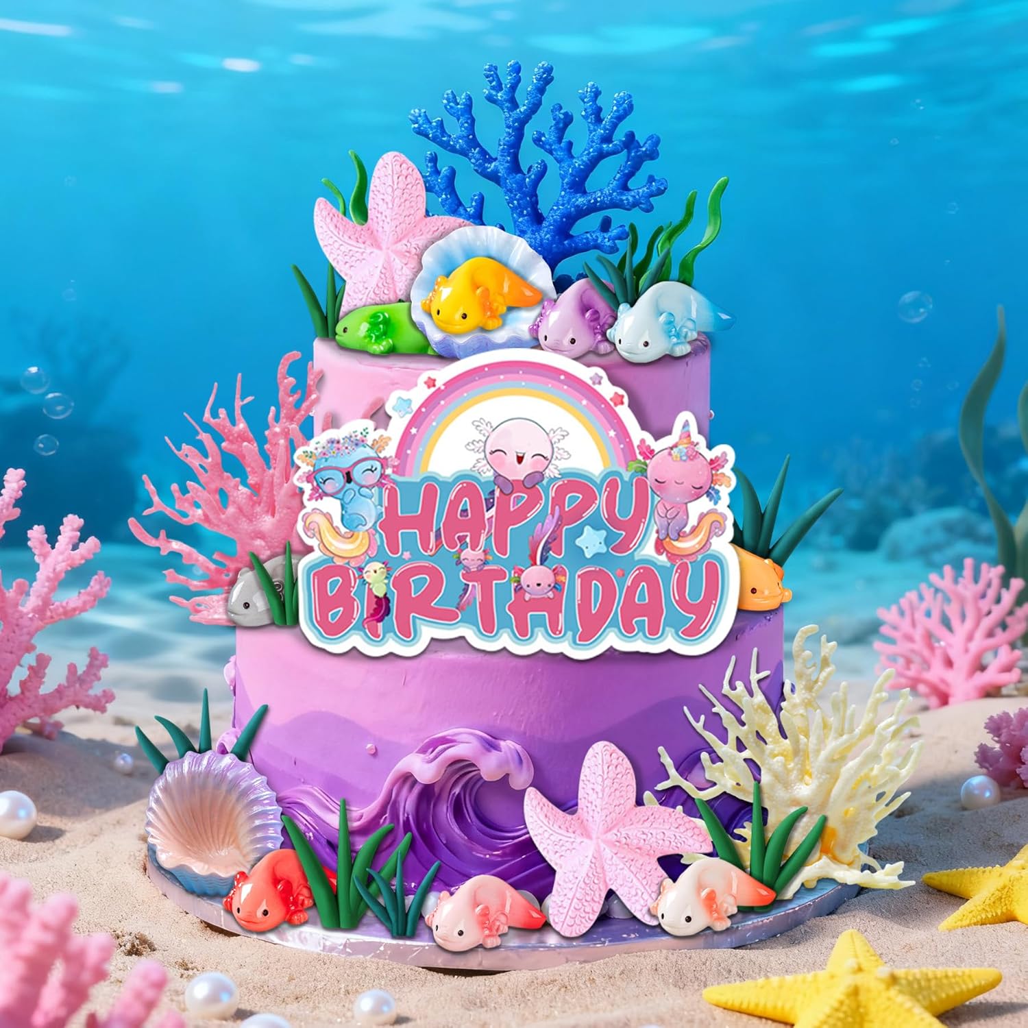 24 PCS Axolotl Birthday Party Supplies Axolotl Cake Toppers Birthday Party Favors - Image 6