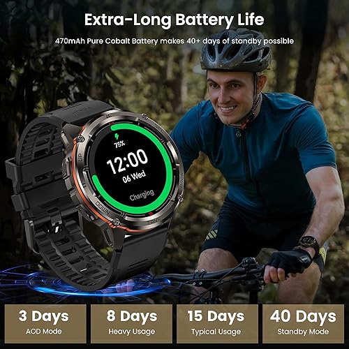 Miniatura 6 de KOSPET Tank T3 Ultra 2 - Reloj inteligente para hombre con GPS, batería extra larga, cuerpo de acero inoxidable resistente con llamadas Bluetooth,