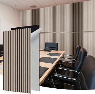 WoveN SounD Acoustic Slat Wall Panels, Dark Camel and Black, 47.2x23.6x0.8 Inch, 2 Pack |Adhesive|Sound Absorbing|Sound Dampening|Sound Proof|Wall Panels|Interior Wall Decor|Home|Studio|