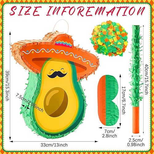 Miniatura 2 de Pinata de aguacate, mini sombrero, piñata, sombreros mexicanos, piñata, fiesta, regalos de juego para fiesta mexicana, suministros de decoración con