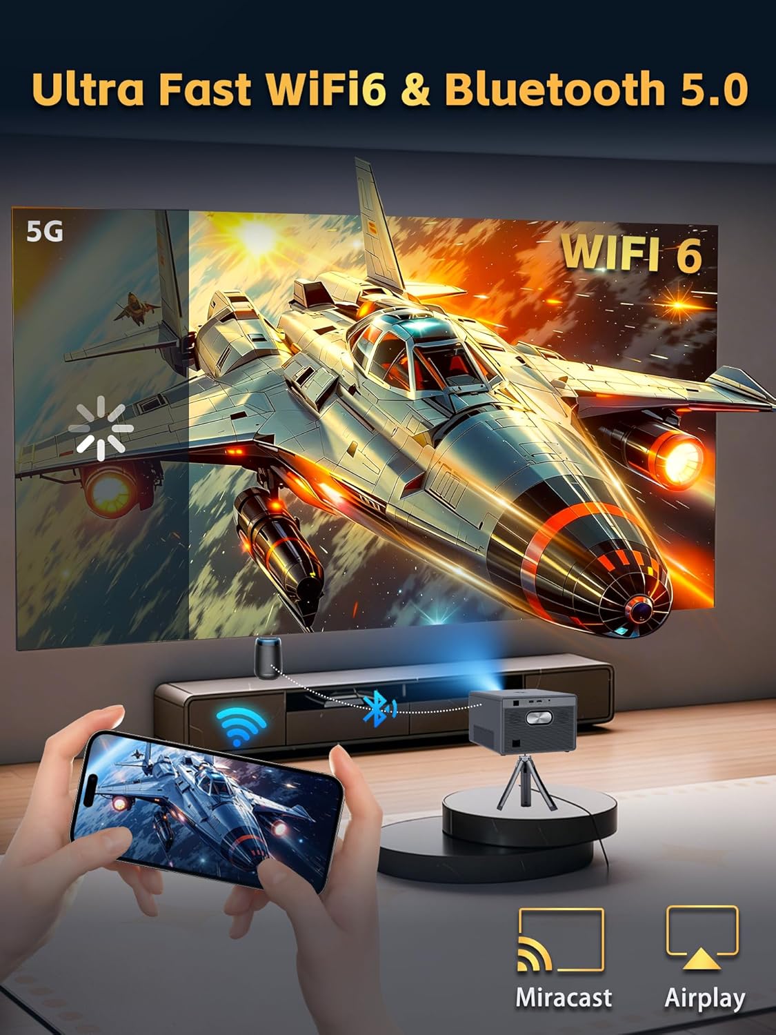 Movie Projector with Google TV & Voice Assistant,1500 ANSI Lumens 1080P Native,4K Support Outdoor Smart Projector, Auto Focus,Office Home Theater Video Projector with WiFi 6 & Bluetooth 8 813PkDMclBL. AC SL1500