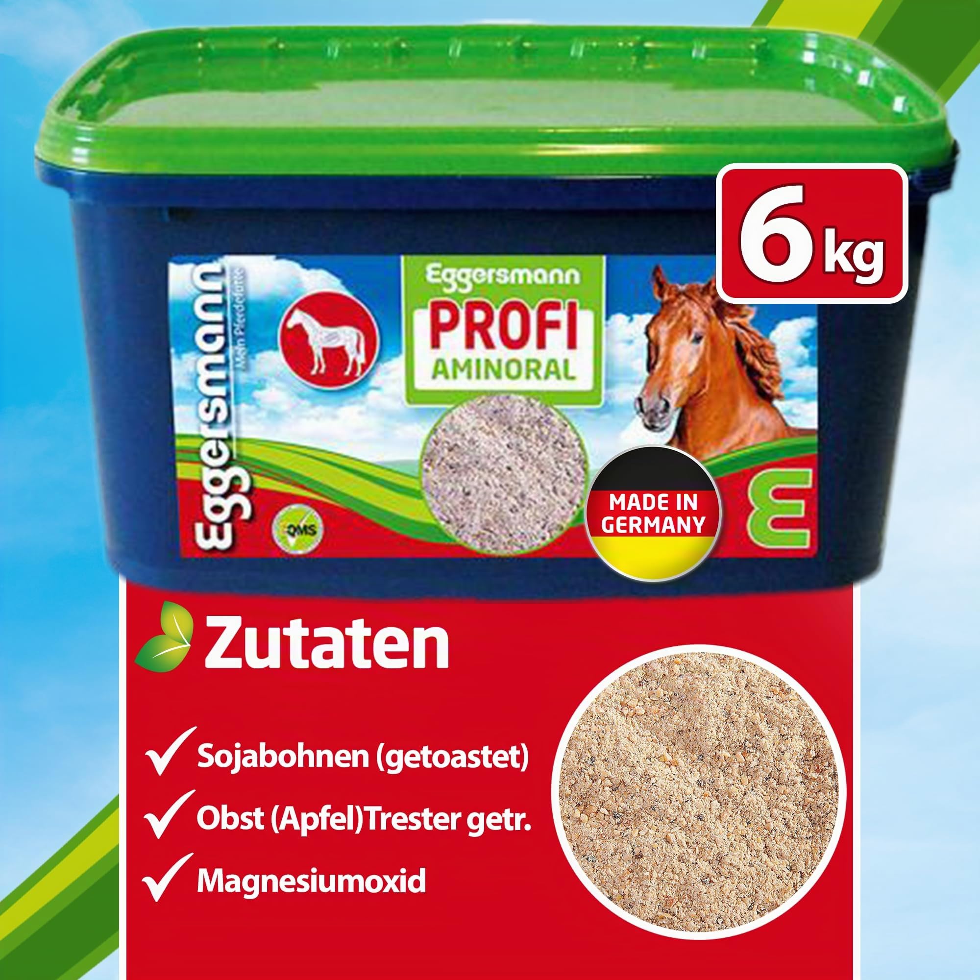 Eggersmann Mein Pferdefutter Aminoral Professionale 6 kg – Concentrato con aminoacidi Essenziali – Supporta la Costruzione Muscolare, la ritabilità e la Resistenza – Mangime complementare Ideale per