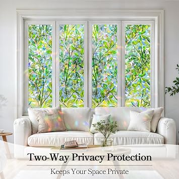 Qualsen Privacy Film for Glass Windows Stained Glass Window Film, 30x100cm