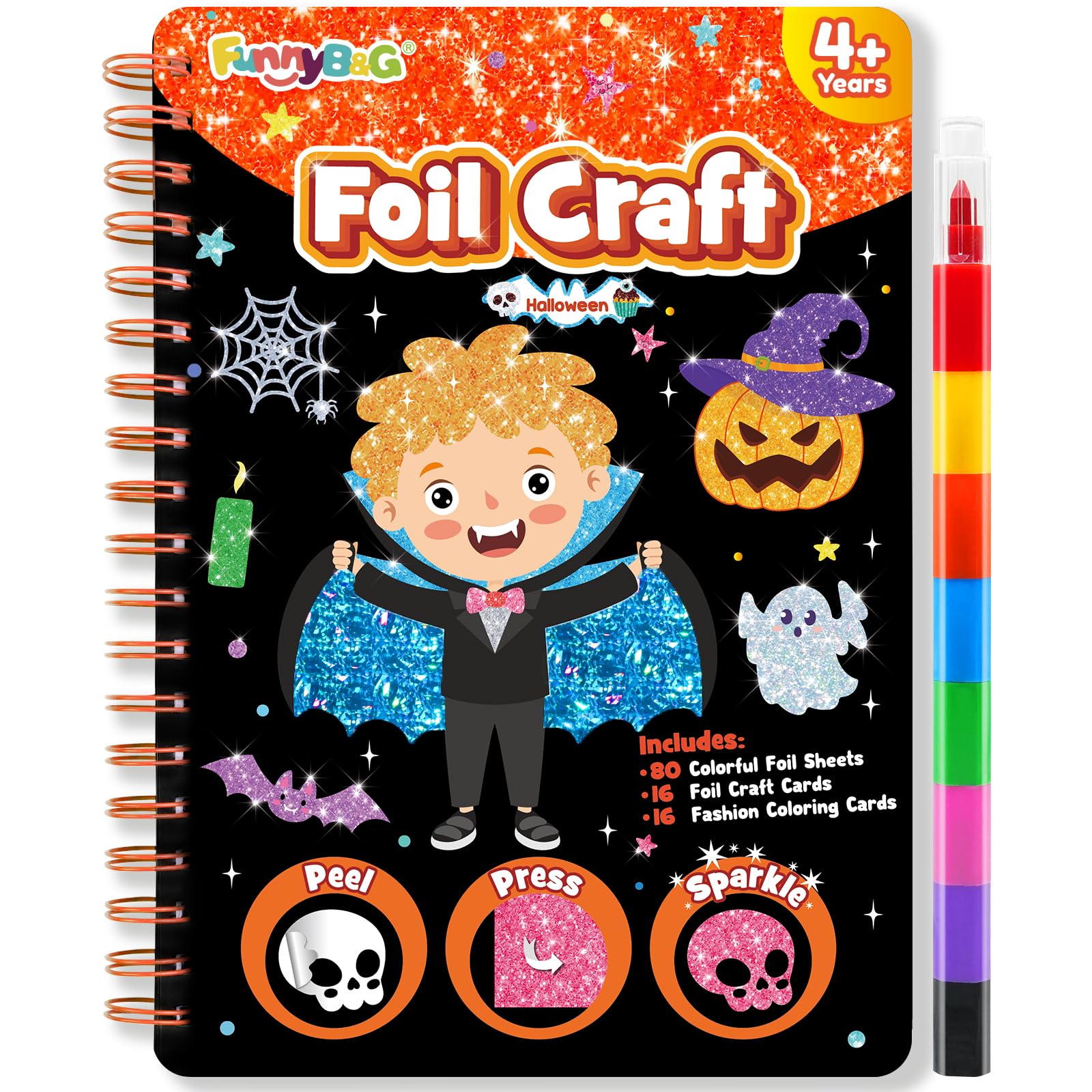 FUNNYB&amp;G Halloween Foil Art Craft Kit for Kids, Halloween Toy Gift for Kids