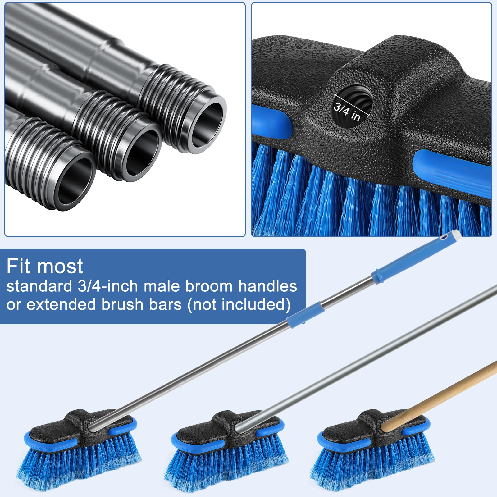 Cabezal de cepillo de lavado de coche con cerdas suaves, cepillo de limpieza de coche con parachoques protector para limpieza de automóviles, camiones, caravanas, barcos