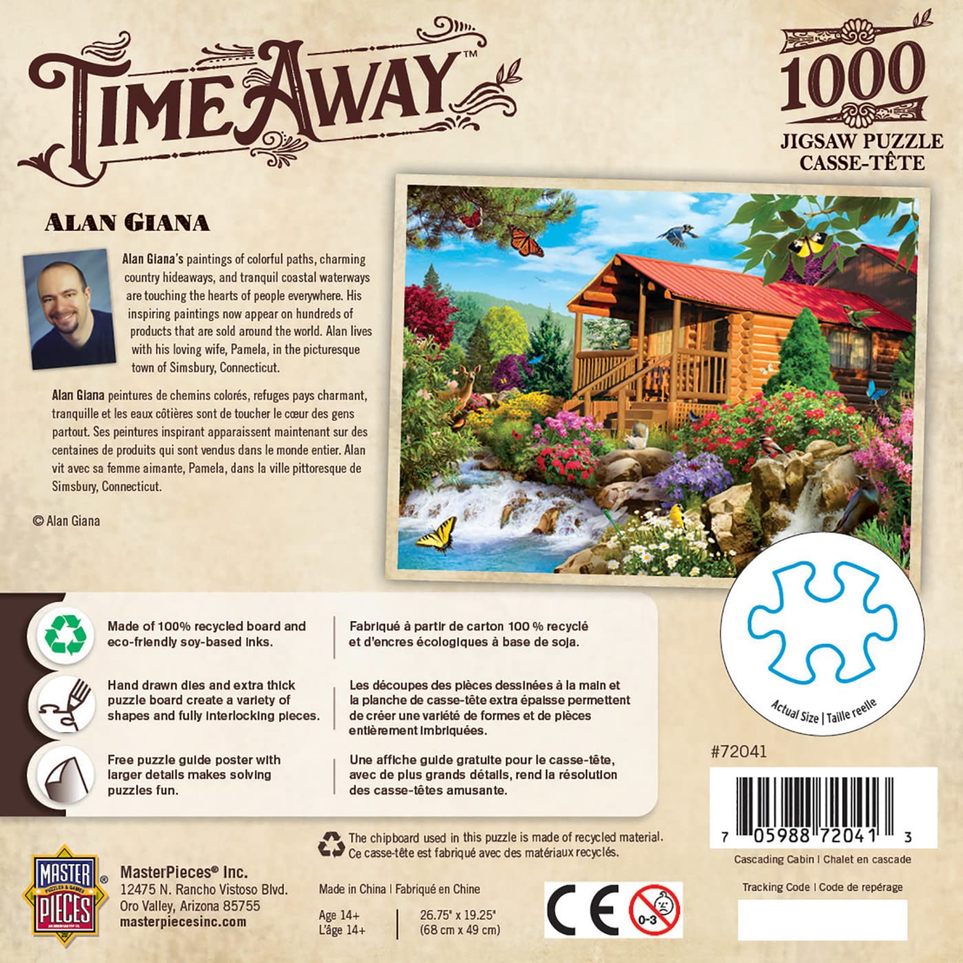 MasterPieces Puzzle 1000 elementów dla dorosłych, rodziny lub dzieci - kaskadowa kabina - 19,25 cala x 26,190 cm - rodzinna amerykańska firma logiczna