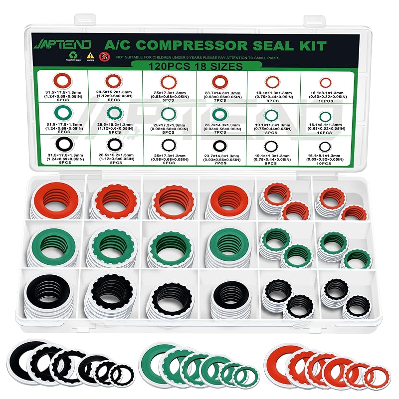 Kit de Arruelas de Vedação para Compressor de Ar-Condicionado Japtend NBR 18 Tamanhos – 120 unidades