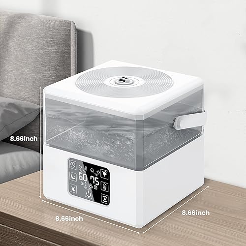 Miniatura 8 de Humidificadores para dormitorio, humidificador de llenado superior de 6 L, humidificador de niebla fría y cálida para el hogar, bebé, guardería,