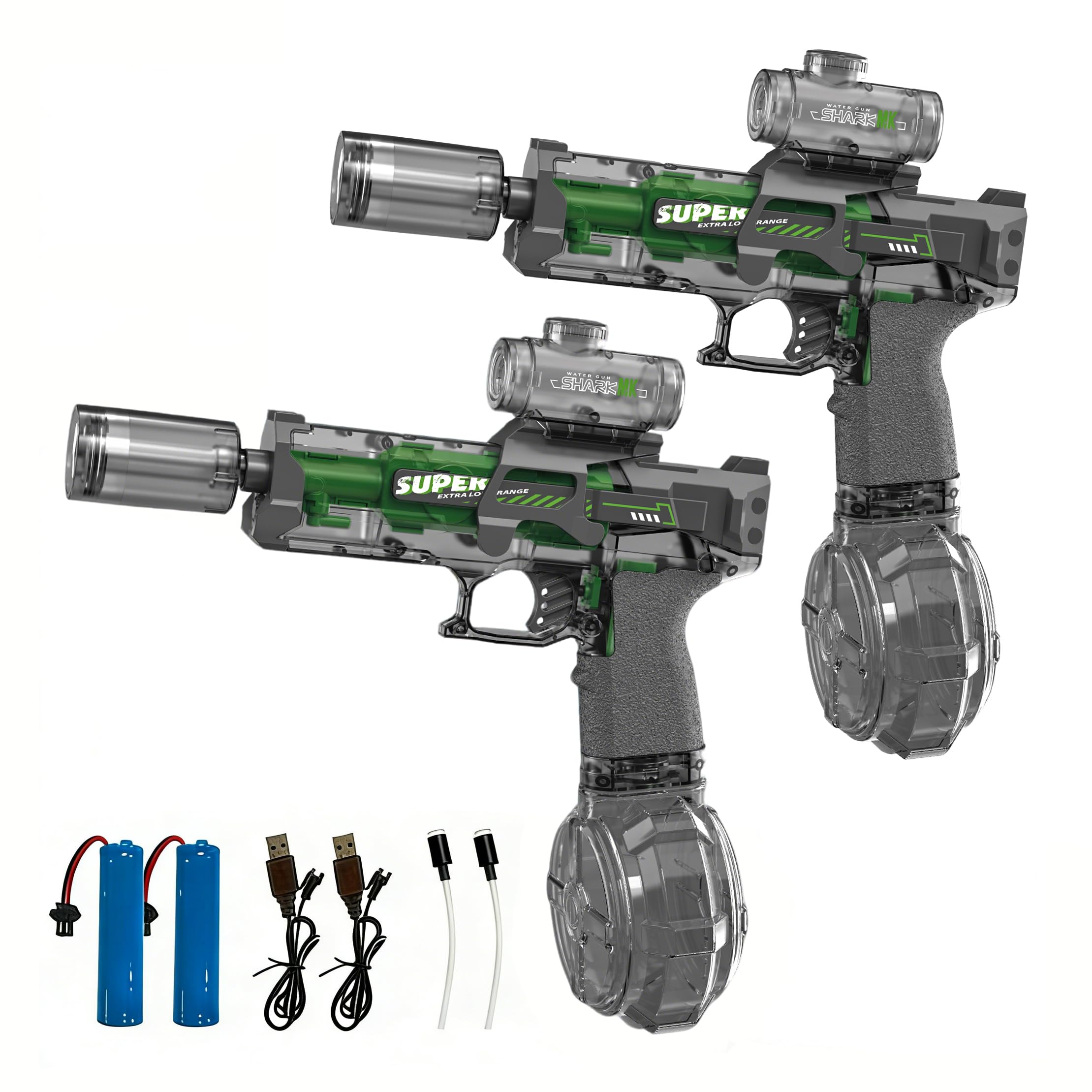 2 Pack Electric Water Gun, Automatic Water Gun Pistols with Muzzle Light Effect, Rechargeable Battery Powered