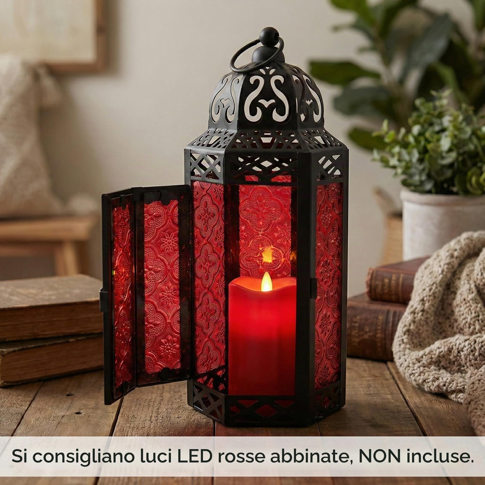 Lanterne in stile marocchino, metallo, Red, medium