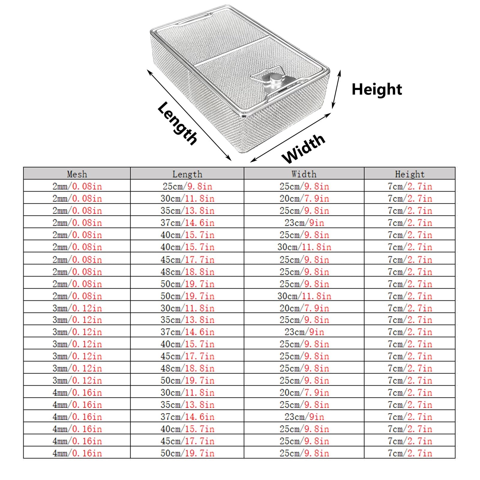 Cestello for la Pulizia degli Strumenti Chirurgici,Acciaio Inossidabile 304 | Resistente all'Usura,Progettato Specificamente for la Pulizia e altre Funzioni(3 mm 50x25 cm/19.7x9.8 in)