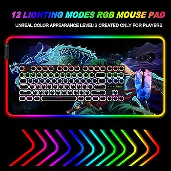 SIASYDF RGB One Piece Zoro Mouse Pad, Extended Large Anime LED