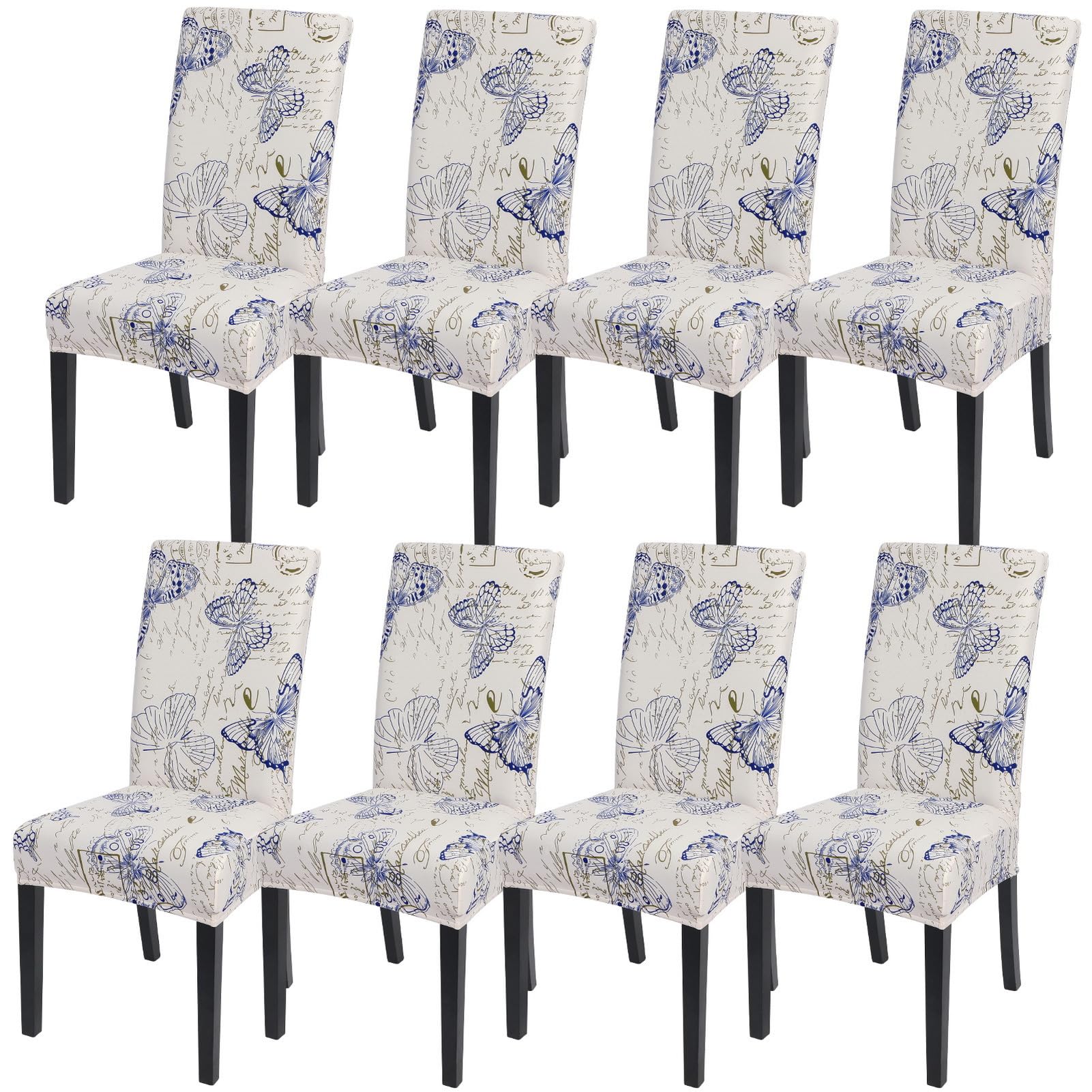 SearchI Dining Room Chair Covers Set of 8, Stretch Printed Parsons Chair Slipcovers Spandex Removable Washable Kitchen Chair Protector Cover for Dining Room, Hotel, Ceremony (Butterfly Pattern)
