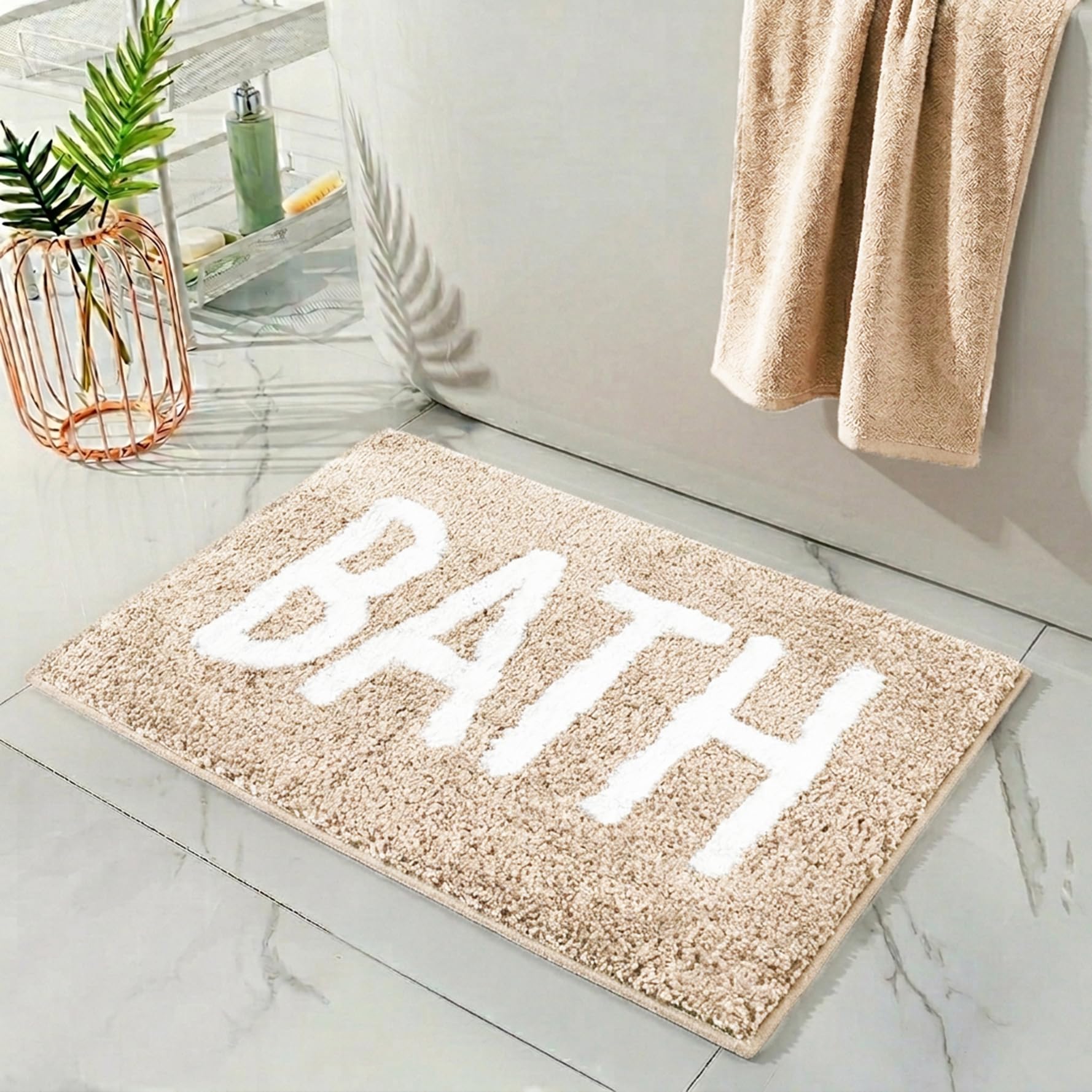 Bathmat 1200 GSM Microfiber Machine Washable and Quick Dry Bathroom Mats for Bathroom/Kitchen/Livin Room/Home/Office/Entrance (38cm x 58cm, Pack of 1) Cream-image-19