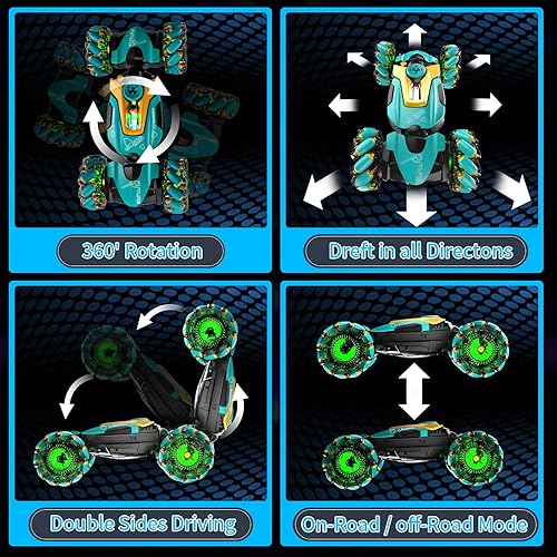 Miniatura 8 de Paquete de 3 juguetes de control remoto con detección de gestos para edades de 5 a 7 a 13 años, con luces en aerosol musical, 4WD 360 Spins All