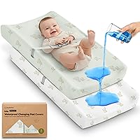 Vista 34 de Paquete de 2 fundas para cambiador de bebé para niña y niño - 32x16 viscosa suave derivada de bambú, fundas para almohadilla de mesa cambiadora