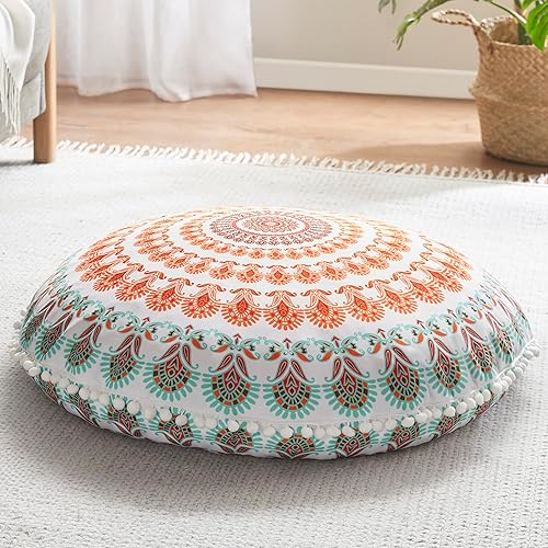 Codi Almohada redonda de piso de 32 pulgadas cojín grande de meditación almohadas circulares de relleno de espuma viscoelástica coral 1 unidad