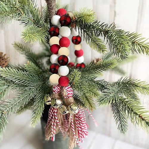 Miniatura 2 de 160 cuentas de madera de Navidad con cuentas de madera de cuerda de cáñamo de 328ft para manualidades cuentas de estampado a cuadros de búfalo