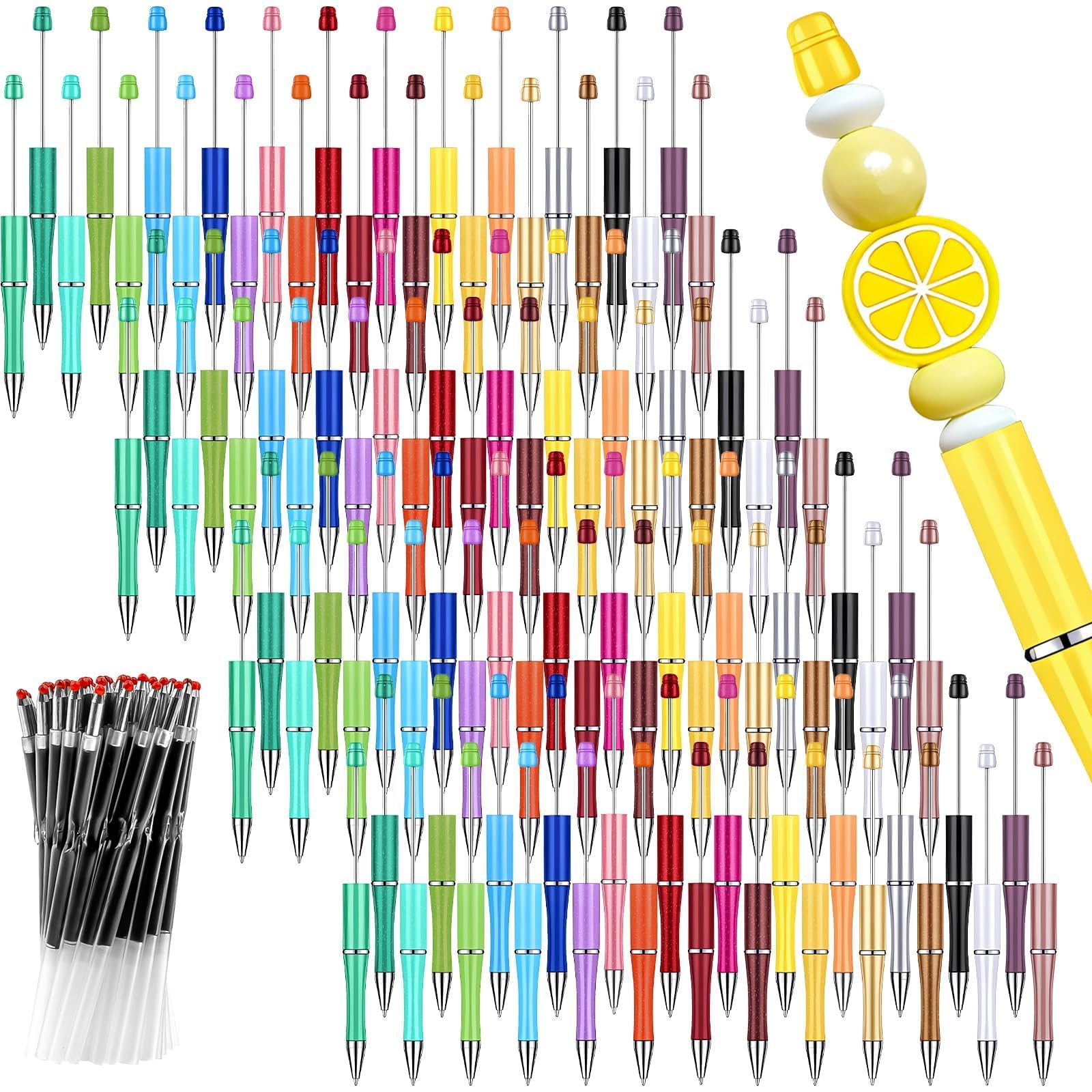 100 Pièces Stylos à Perles DIY Personnalisables avec Recharges, Stylos Bille Colorés pour Enfants, Étudiants, Cadeaux Créatifs, Fournitures Scolaires et de Bureau