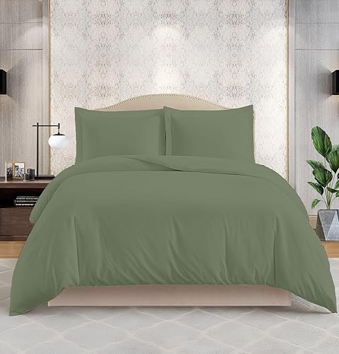 Miniatura 15 de Kotton Culture Juego de funda de edredón de 3 piezas, 100% algodón egipcio, 1200 hilos, funda de edredón suave con cremallera y lazos