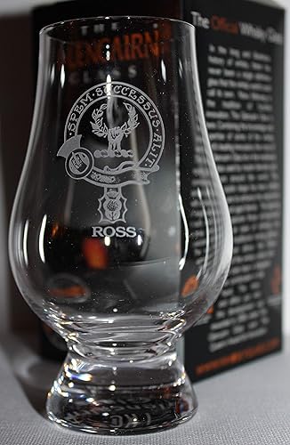 Clan Crest Ross Grabado Glencairn Vaso de whisky en caja de regalo