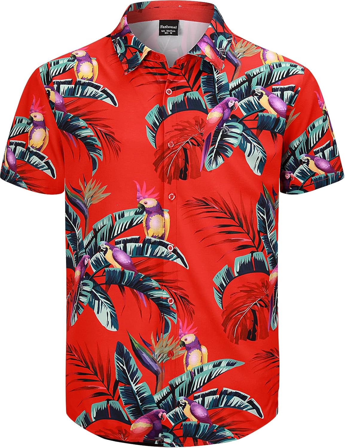 Men's Hawaiian Shirt Button Down Tropical Beach Short Sleeve Aloha Shirt
