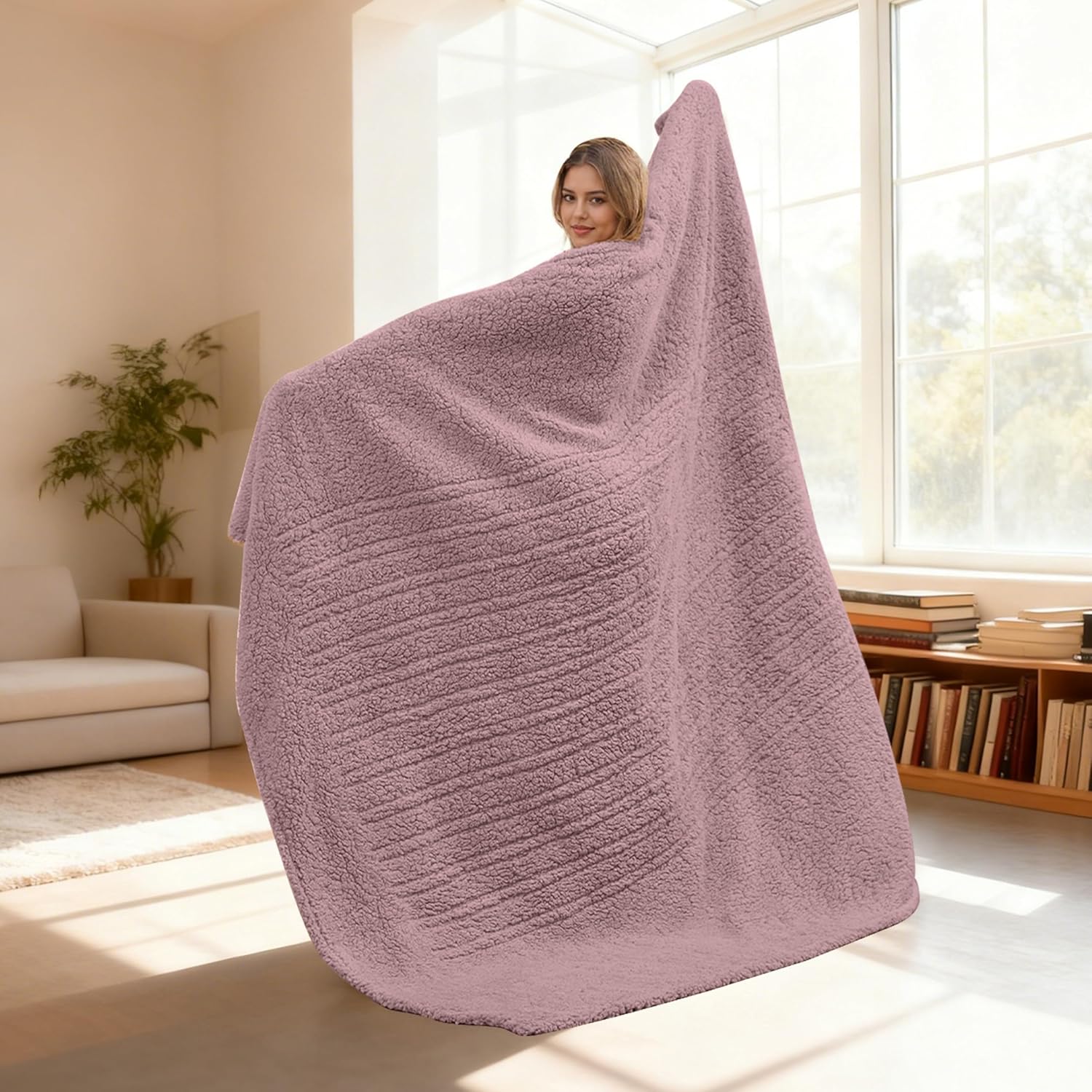 Electric Heated Blanket Full Size 72"×84" with 9 Heating Levels & 1-10Hs Auto Off,Double Sided Plush Sherpa, Energy Efficient, Machine Washable, for Couch & Bed, Light Purple - Image 3