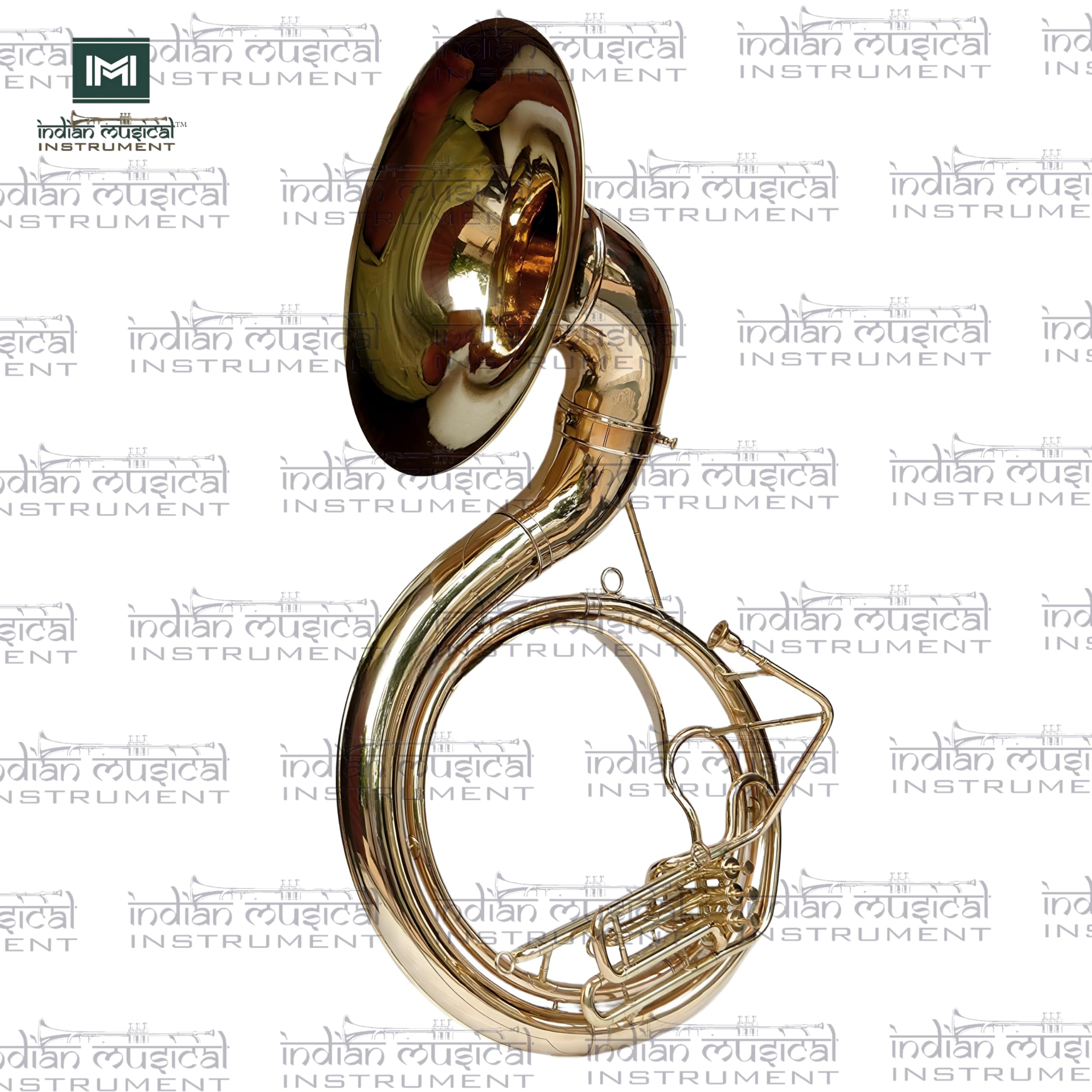 Indisches Musikinstrument Chrom Finish 61 cm King Size Sousaphon Messing BB Big Bell Tuba mit Mundstück und Tragetasche (Gold)