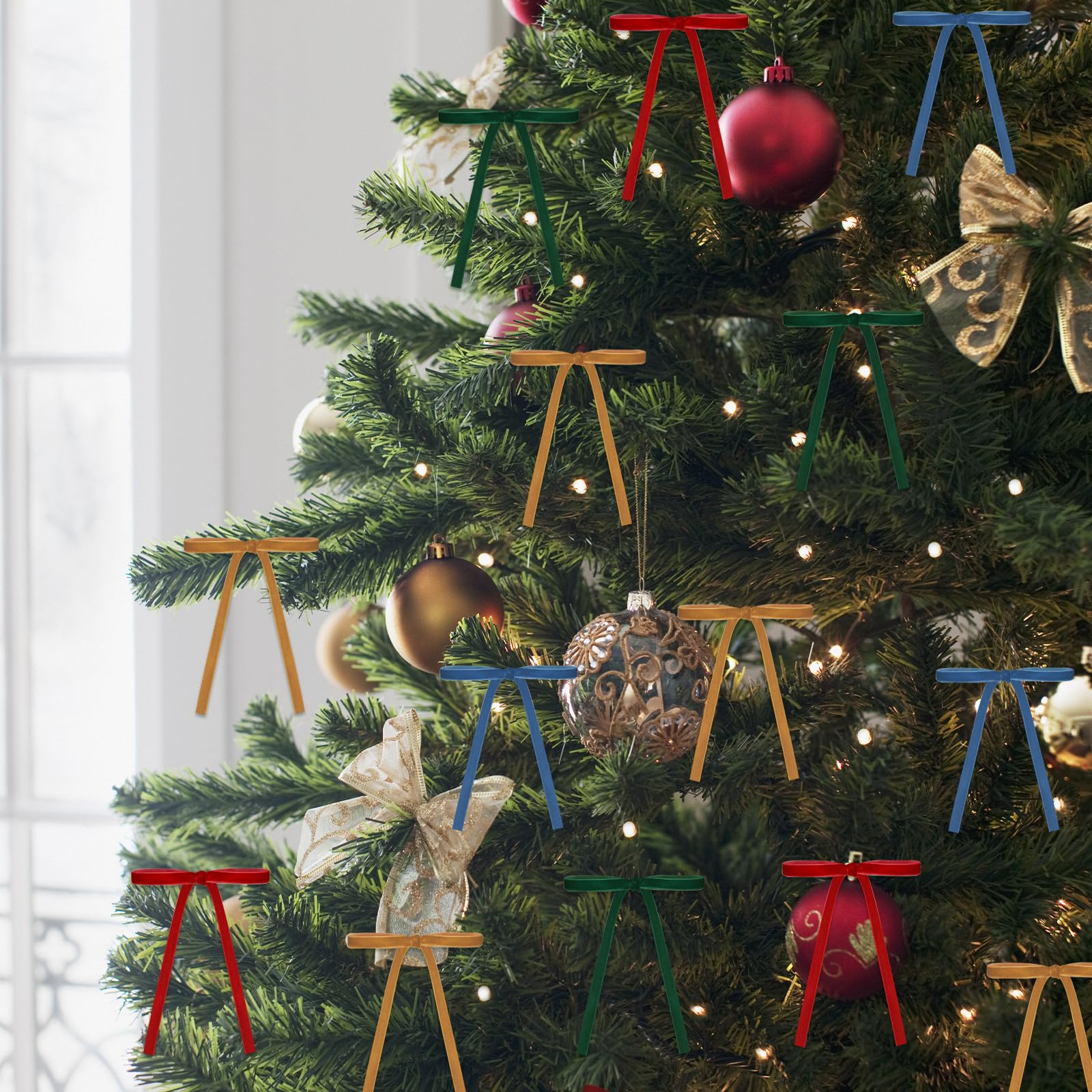 24 Nœuds De Noël En Velours Rouge - Décorations Vintage Pour Sapin, Cadeaux, Mariage